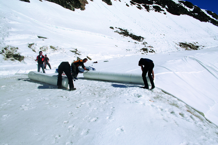 A giant blanket to keep a glacier cool!