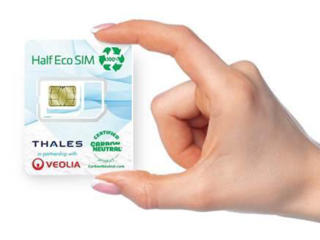 An eco-designed SIM card made from recycled refrigerators